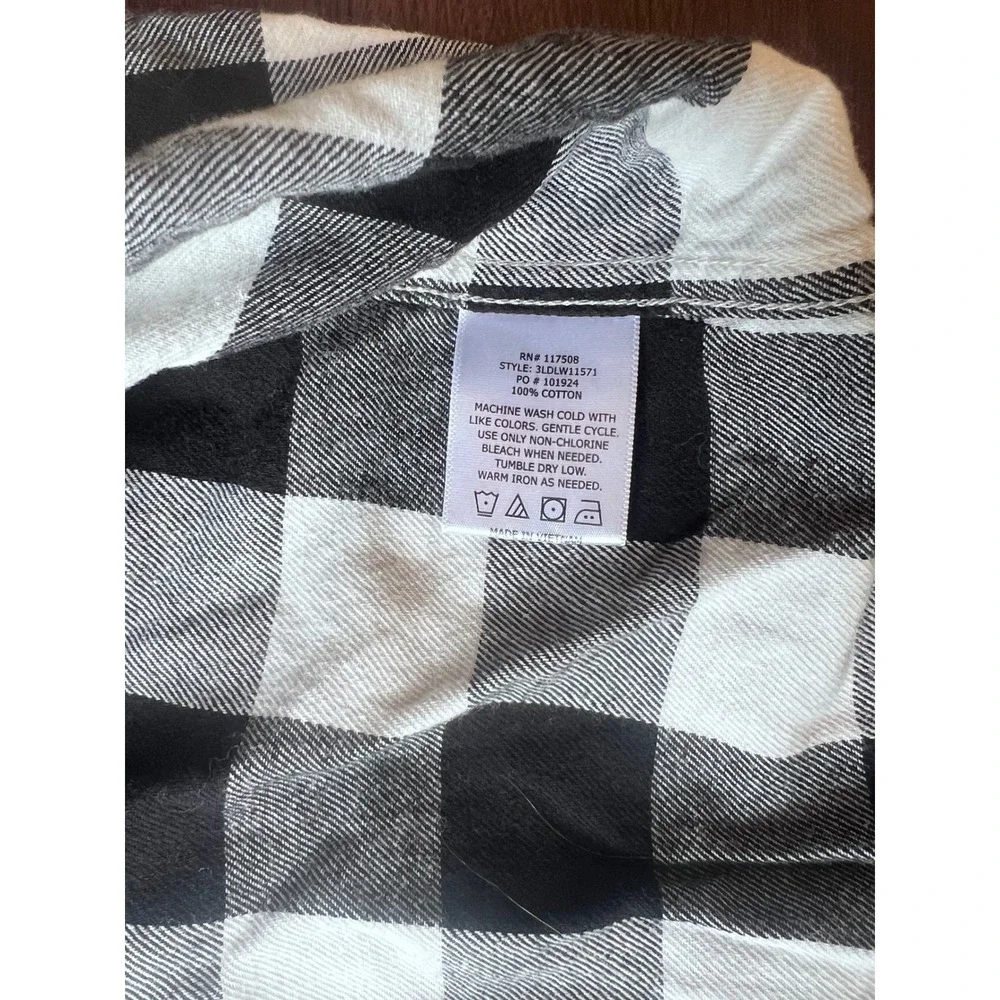 Levis Mens Western Shirt Large Black White Buffalo Plaid Cotton 3DLW11571 L